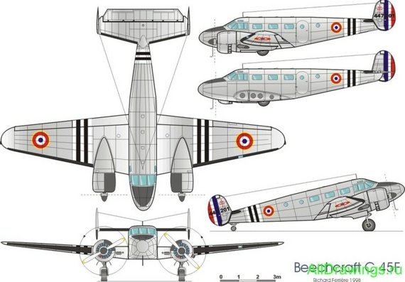 Beechcraft C-45 F (D-18) aircraft drawings (Figures)
